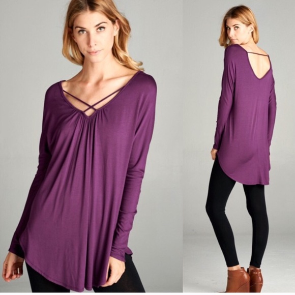 5🌟2X Crisscross strap black long sleeve - Picture 2 of 2