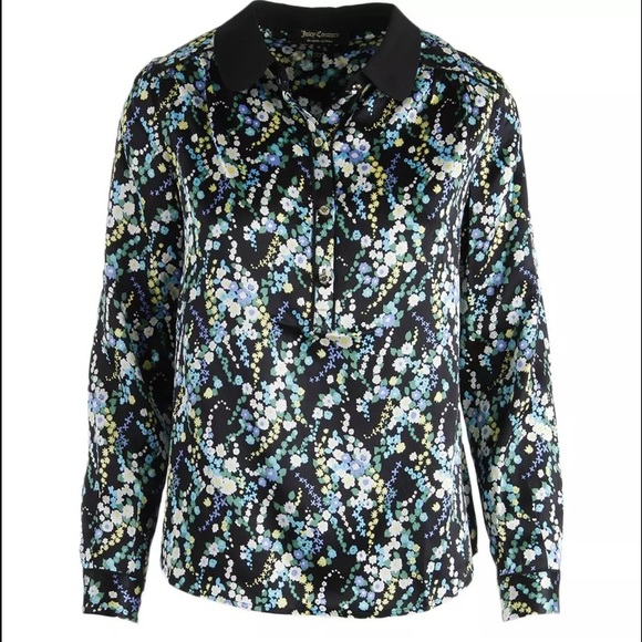 💖SOLD💖 Juicy Couture Black Wildflower Blouse 10