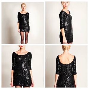 🆕{Asos} Black Scoop Neck Sequin Cocktail Dress