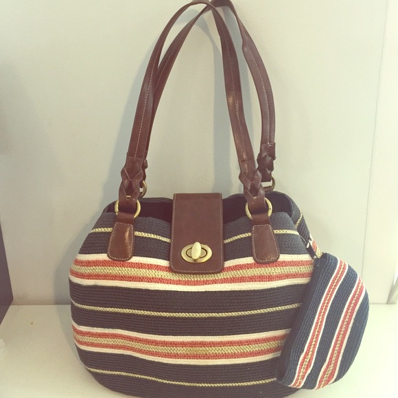 Stripe woven shoulder bag