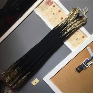Black and gold lace long dress