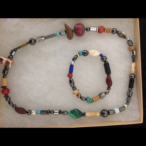 Handcrafted stone magnetic bracelet and necklace