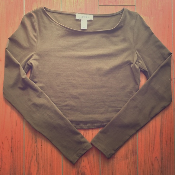 Forever21 olive long sleeve crop top