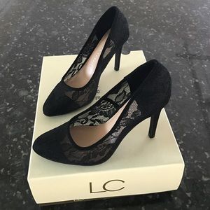 Lauren Conrad black lace pump high heels