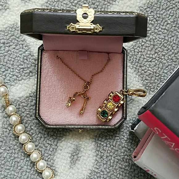 Juicy wishbone necklace and stoplight charm