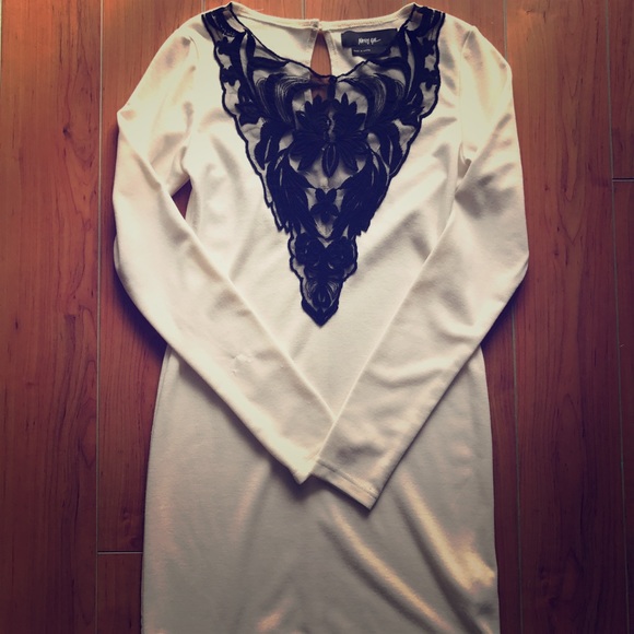 Nasty gal white mini dress black lace
