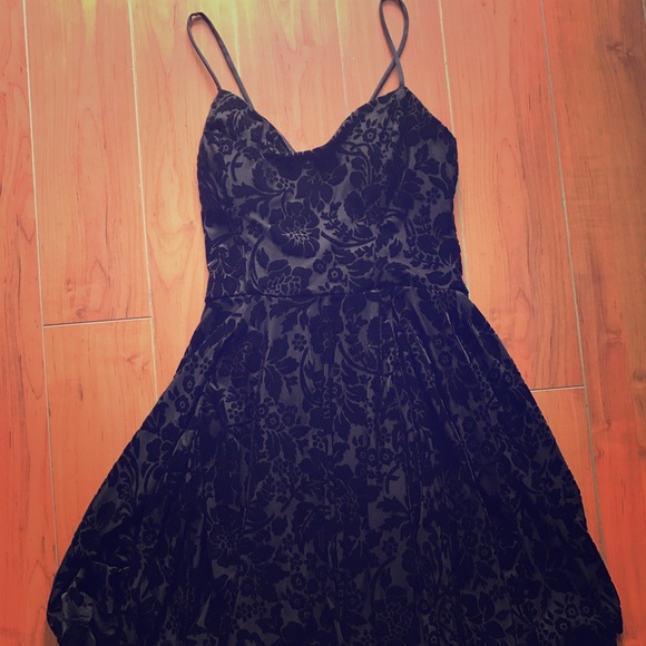 Black velvet skater dress