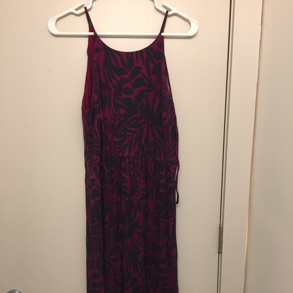 Midi length Loft Purple/Black Flower Dress