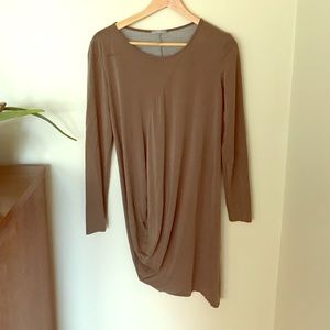 Zara W&B collection draped long sleeve tunic dress