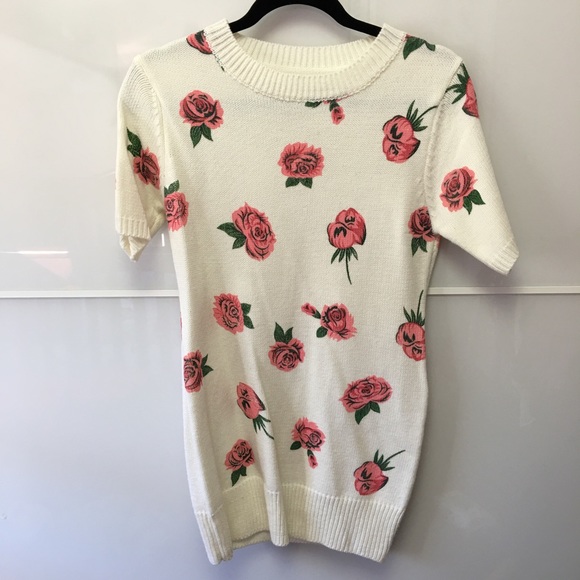 Korean brand Rose white sweater dress