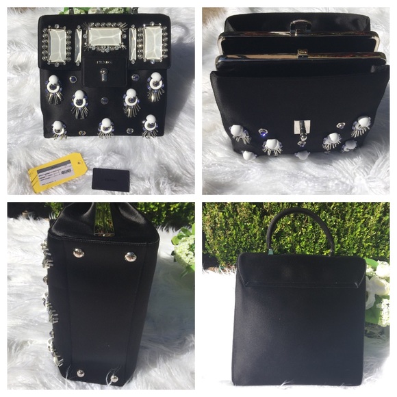 NWT PRADA BLACK SATIN BAG - Picture 3 of 5