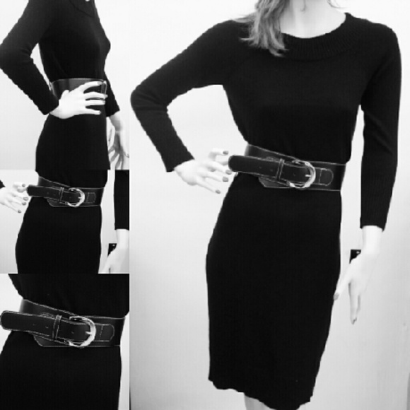 Silk Blend Womens Cashmere Y2K  Luxurious crew neck Black sweater dress Small - Picture 6 of 6