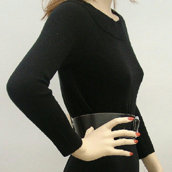 Silk Blend Womens Cashmere Y2K  Luxurious crew neck Black sweater dress Small - Picture 4 of 6