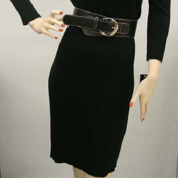 Silk Blend Womens Cashmere Y2K  Luxurious crew neck Black sweater dress Small - Picture 5 of 6