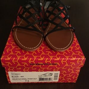 Tory Burch Amalie Flat Sandal - Black 7.5