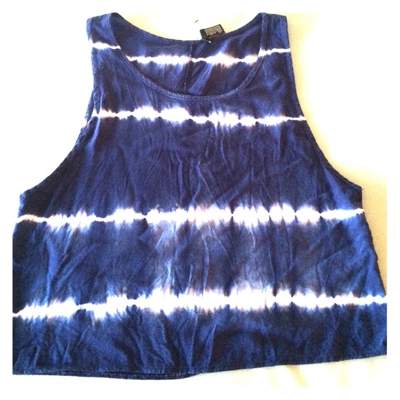 Navy and white tie dye tank top