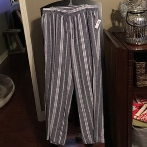 New linen gray and white stripe pants
