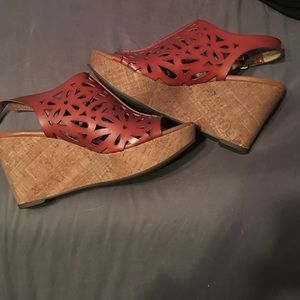 Wedge sandals, never worn, size 10