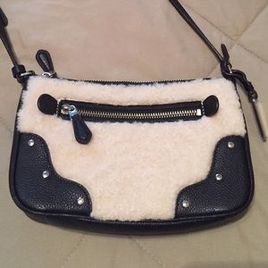 Coach shearling & leather cross body