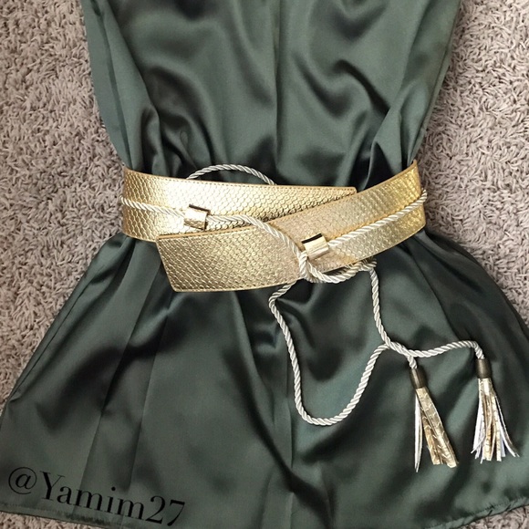 Gold snakeskin print rope waist belt - Picture 2 of 3