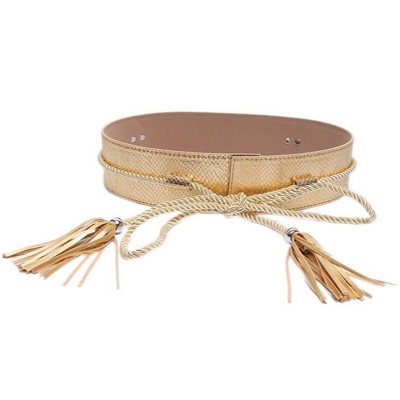 Gold snakeskin print rope waist belt - Picture 3 of 3