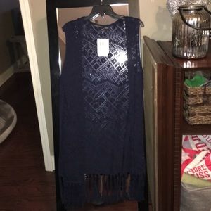Women's navy crocheted vest