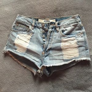 Brandy Melville Distressed Button Fly Jean Shorts