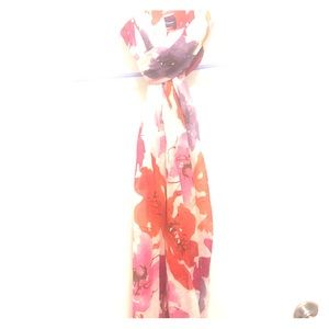 Decorative scarf - purple orange and pink flowers