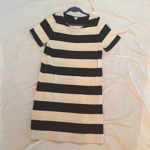 Black and off-white striped shift dress