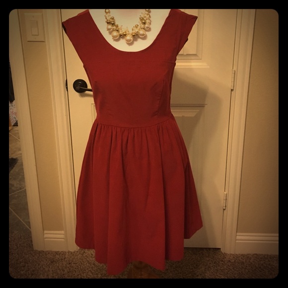 Red vintage-style Corduroy dress