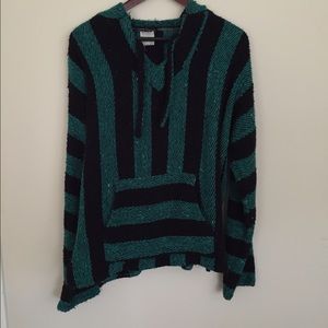 Stripped Baja Cali Hoodie in Black and Teal