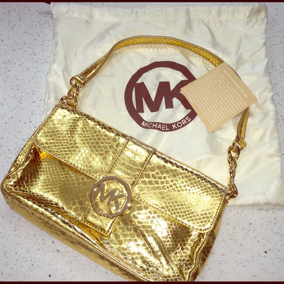 MK Michaek Kors Metallic Gold Bag - Picture 1 of 4