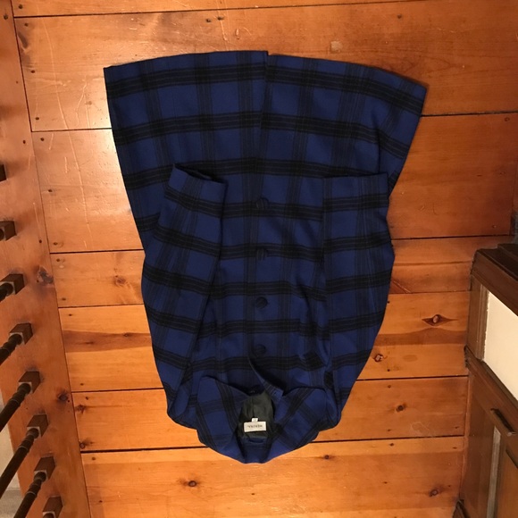 Royal blue & black plaid coat