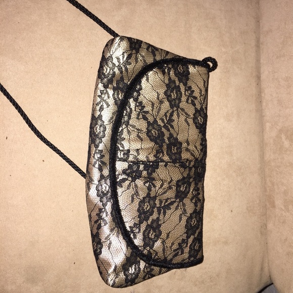 Black/Gold Lace Clutch