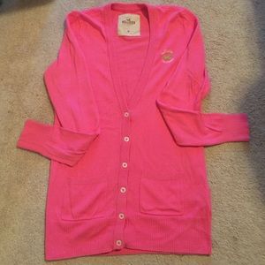 Pink Hollister Button Up Sweater