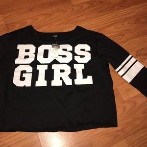 New with tags "BOSS GIRL" crop sweatshirt