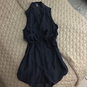 Jean Button down tie waist dress