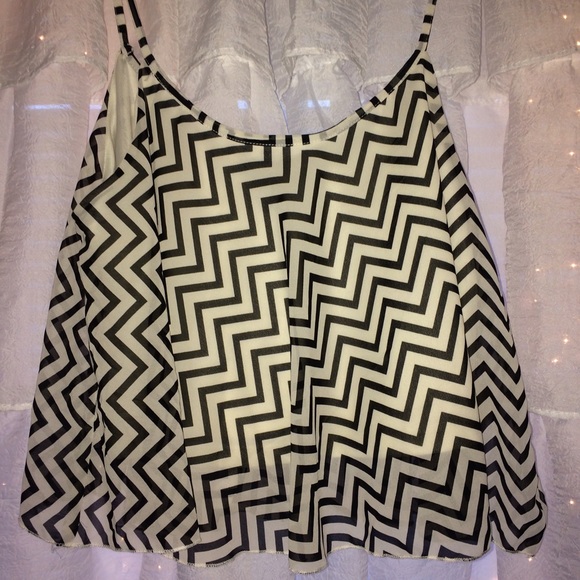 Black & White Chiffon Crop Tank Top