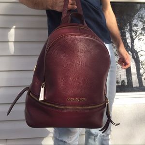 maroon michael kors backpack