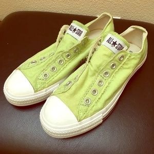 Converse Light Green Laceless Sneakers. Like New.