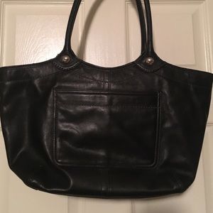 Black Leather Coach Bag About 17 By 10 - image 1