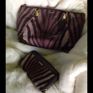 Rare authentic coach zebra canvas/matching wallet