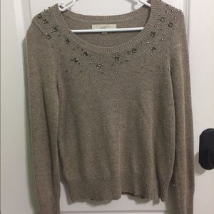 Jeweled Taupe Ann Taylor Sweater