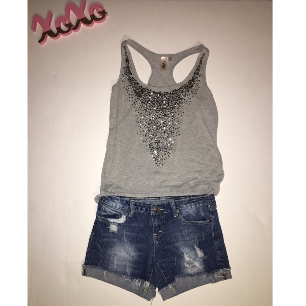 FREE!! Grey sequin racerback tank.