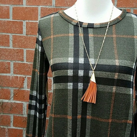 Plaid T-shirt Dress - Picture 2 of 4