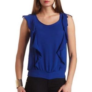 🆕{Charlotte Russe} Royal Blue Ruffle Blouse Shirt