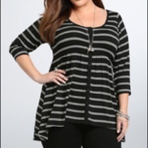 NWT Striped babydoll hi-low, 3/4 sleeve tee
