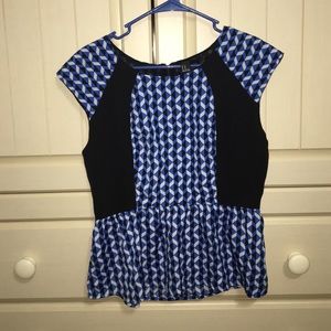 Navy blue patterned blouse
