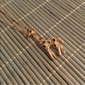 Gold Giraffe Rhinestone Necklace with Black Detail