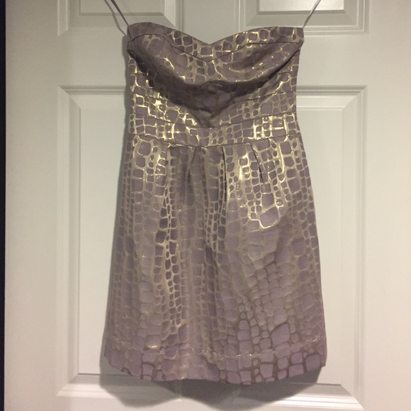 Strapless lavender and gold dress